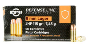 PPU PPD91 Defense 9mm Luger 115 gr Jacket Hollow Point 50 Per Box/ 20 Cs