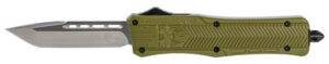 CobraTec Knives MODCTK1MTNS CTK-1 Medium 3" OTF Tanto Plain D2 Steel Blade/OD Green Aluminum Handle Features Glass Breaker Includes Pocket Clip | Elite Firearms