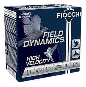 Fiocchi 12HV9 Field Dynamics High Velocity 12 Gauge 2.75" 1 1/4 oz 9 Shot 25 Per Box/ 10 Cs | Elite Firearms