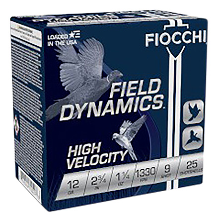 Fiocchi 12HV9 Field Dynamics High Velocity 12 Gauge 2.75" 1 1/4 oz 9 Shot 25 Per Box/ 10 Cs | Elite Firearms