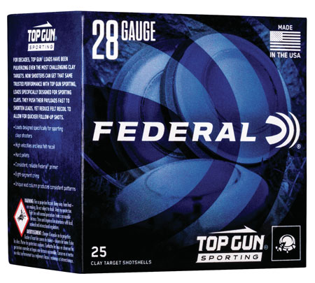 Federal TGS28218 Top Gun  28 Gauge 2.75" 3/4 oz 8 Shot 25 Per Box/ 10 Cs