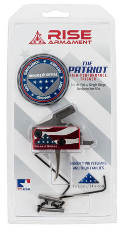Rise Armament RA13FOLDSPT The Patriot High Performance Single-Stage Flat Trigger with 3.50 lbs Draw Weight & Silver/Red/White/Blue Finish for AR-Platform Right | Elite Firearms