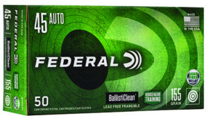 Federal BC45CT1 BallistiClean Reduced Hazard Training 45 ACP 155 gr Lead Free Frangible 50 Per Box/ 20 Cs | Elite Firearms