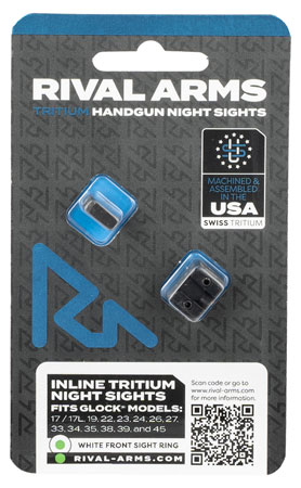 Rival Arms RA4B231G In-Line MOS Night Sights for G17/G19  Black | Green Tritium White Ring Front Sight Green Tritium White Ring Rear Sight | Elite Firearms