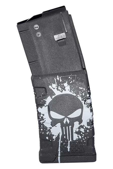 Mission First Tactical EXDPM556PSSWH Extreme Duty Black w/White Punisher Skull Splatter Detachable 30rd 223 Rem 5.56x45mm NATO AR-15 M4