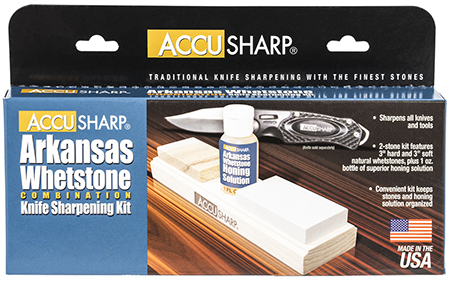 AccuSharp 023C Whetstone Combo Kit Fine, Coarse Natural Arkansas Stone Sharpener Includes Honing Oil | Elite Firearms