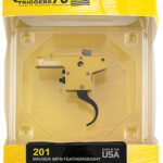 Timney Triggers 201 Featherweight Curved Trigger with 3 lbs Draw Weight & Yellow/Black Finish for Mauser 98FN