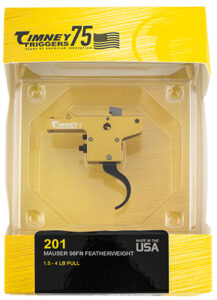 Timney Triggers 201 Featherweight Curved Trigger with 3 lbs Draw Weight & Yellow/Black Finish for Mauser 98FN