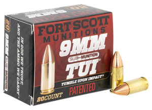 Fort Scott Munitions 9MM125SCVSS Tumble Upon Impact (TUI) 9mm Luger Subsonic 125 gr Solid Copper Spun 20 Per Box/ 25 Cs | Elite Firearms