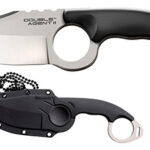 Cold Steel CS39FN Double Agent ll 3" Fixed Plain Satin AUS-8A SS Blade Black w/Double Ring Griv-Ex Handle Includes Bead Chain Lanyard/Sheath | Elite Firearms