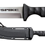 Cold Steel CS-53NBS Spike  4" Fixed Bowie Plain 4116 Stainless Steel Blade/Black Scalloped Griv-Ex Handle Includes Sheath | Elite Firearms