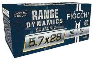 Fiocchi 57SUB62 Range Dynamics Subsonic 5.7x28mm 62 gr Full Metal Jacket 50 Per Box/ 10 Cs | Elite Firearms