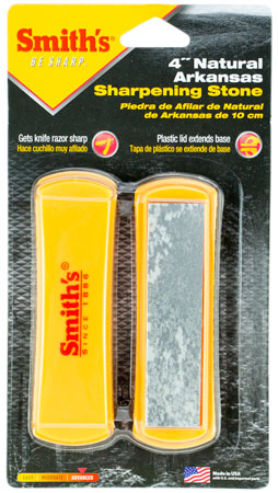 Smiths Products 50556 Arkansas Sharpening Stone Hand Held 4" Ceramic Stone Sharpener Plastic Handle White/Yellow | Elite Firearms