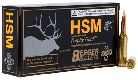 HSM 65CREEDMOOR140VLD Trophy Gold Extended Range 6.5 Creedmoor 140 gr Berger Hybrid Tactical Open Tip Match 20 Per Box/ 25 Cs | Elite Firearms