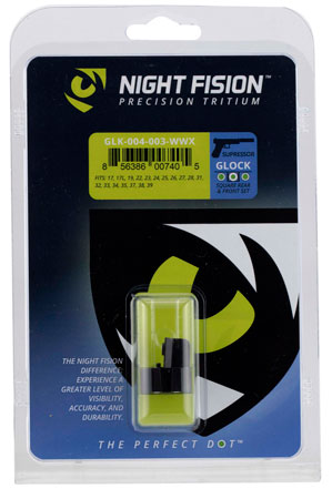 Night Fision GLK004003WGW Suppressor Height  White Ring Tritium Front & Rear/ Black Frame, Compatible w/Glock17/17L/19/22/23/24/25/26/27/28/31/32/33/34/35/37/38/39/45/48, Post/Rear Dovetail Mount | Elite Firearms