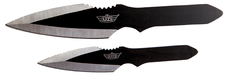 Uzi Accessories UZKTRW002 Throwing Knives Fixed Spear Point Plain Black Stainless Steel Blade Black Stainless Steel Handle Includes | Elite Firearms