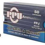 PPU PPH40F Handgun  40 S&W 165 gr Flat Point Jacketed 50 Per Box/ 10 Cs | Elite Firearms