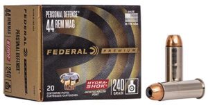 Federal P44HS1 Premium Personal Defense 44 Rem Mag 240 gr Hydra Shok Jacketed Hollow Point 20 Per Box/ 25 Cs
