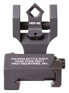 Troy Ind SSIGFBSTTBT00 Tritium Rear Folding BattleSight Round Black Hardcoat Anodized Folding for AR-15