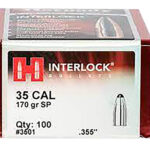 Hornady 3501 InterLock  35 Cal .355 170 gr Spire Point 100 Per Box/ 15 Case | Elite Firearms