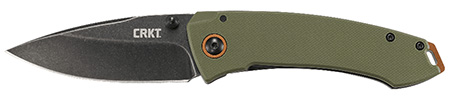 CRKT 2520 Tuna  3.22" Folding Plain Stonewashed 8Cr14MoV SS Blade Black/Green G10/SS Handle Includes Pocket Clip