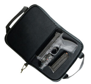 GPS Bags GPS1485PCMF Memory Foam Large Size with Lockable Zippers, Mag Storage Pockets & Black Finish Holds 1 Handgun | Elite Firearms