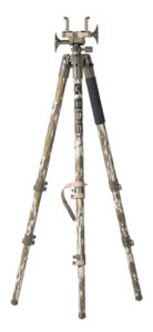 Bog-Pod 1164398 DeathGrip Tripod made of Mossy Oak Bottomland Finish Aluminum with Steel Feet, 360 Degree Pan, Integrated Bubble Level & Lever-Leg Locks | Elite Firearms