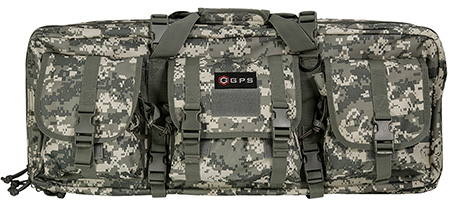 GPS Bags DRC28ACU Double Rifle Case A-TACS AU 600D Polyester with 2 Padded Pistol Sleeves, MOLLE Webbing & Lockable Zippers 28" L x 12.75" H x 9" W Exterior Dimensions | Elite Firearms