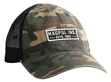 Magpul MAG1260-964 Established Garment Trucker Hat Woodland Camo Adjustable Snapback OSFA Embroidered Patch | Elite Firearms