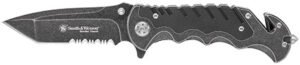 Smith & Wesson Knives SWBG10SCP Border Guard 3.50" Folding Part Serrated Stainless Steel Blade 4.80" Aluminum/G10 Handle Includes Pocket Clip | Elite Firearms