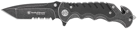 Smith & Wesson Knives SWBG10SCP Border Guard 3.50" Folding Part Serrated Stainless Steel Blade 4.80" Aluminum/G10 Handle Includes Pocket Clip | Elite Firearms