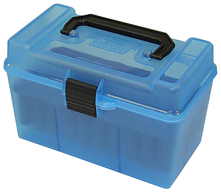 MTM Case-Gard H50RL24 Deluxe Ammo Box for 25-06 Rem/.30-06 Springfield Clear Blue Polypropylene 50rd