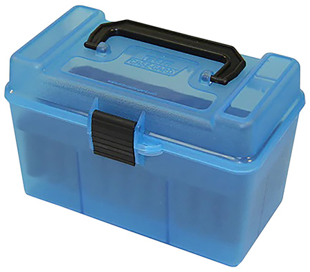 MTM Case-Gard H50RMAG24 Deluxe Ammo Box for 7mm Rem/Mag 300 Win Mag Clear Blue Polypropylene 50rd