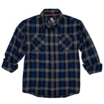 Hornady Gear 32203 Flannel Shirt Large Navy/Black/Gray, Cotton/Polyester, Relaxed Fit Button Up | Elite Firearms