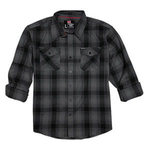 Hornady Gear 32223 Flannel Shirt  Large Gray/Black,  Cotton/Polyester, Relaxed Fit Button Up | Elite Firearms