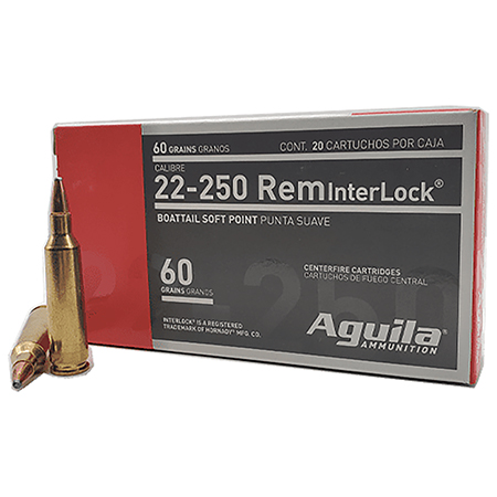 Aguila 8338AG 22-250 Rem 60 gr InterLock Boat Tail Soft Point 20 Per Box/ 10 Case | Elite Firearms