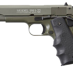 Chiappa Firearms 401121 1911-22  22 LR 10+1 5" OD Green Serrated Steel Slide & Beavertail Frame, Black Hogue Rubber w/Finger Grooves Grip