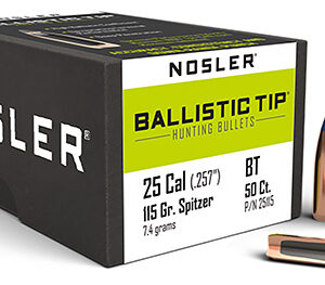 Nosler 25115 Ballistic Tip 25 Cal .257 115 gr Spitzer Point/ 50 Per Box