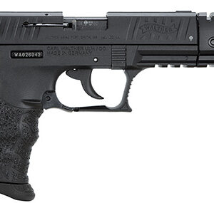 Walther Arms 5120334 P22 Target *CA Compliant 22 LR Caliber with 5" Barrel, 10+1 Capacity, Black Finish Picatinny Rail Frame, Serrated Matte Black Tenifer Steel Slide & Interchangeable Backstrap Grip