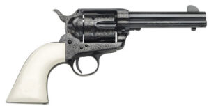Taylors & Company 200059 1873 Cattleman Outlaw Legacy 357 Mag Caliber with 4.75" Barrel, 6rd Capacity Cylinder, Overall Blued Engraved Finish Steel & Ivory Synthetic Grip | Elite Firearms