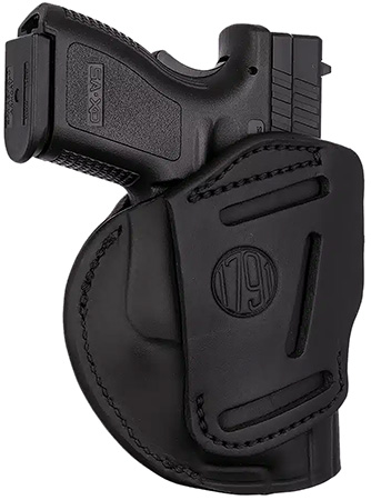 1791 Gunleather 4WH5SBLL 4-Way IWB/OWB 05 Stealth Black Leather Belt Clip Fits S&W M&P/Springfield XD/Glock 17/HK VP9 Left Hand | Elite Firearms