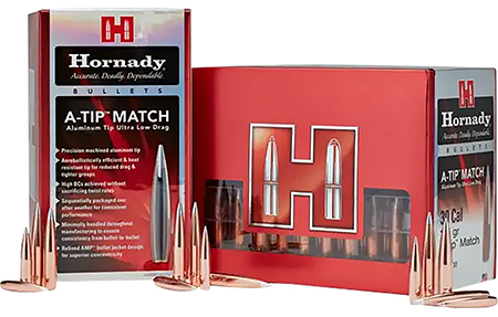 Hornady 33389 A-Tip Match 338 Cal .338 300 gr A Tip Match 100 Per Box/ 10 Case | Elite Firearms