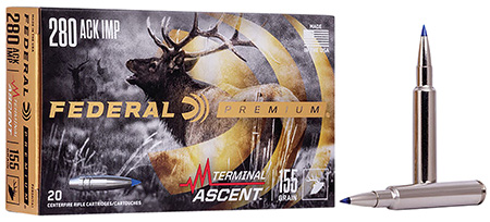 Federal .280 Ackley Improved 155gr BONDED Nickel-Plated Brass – 20rd