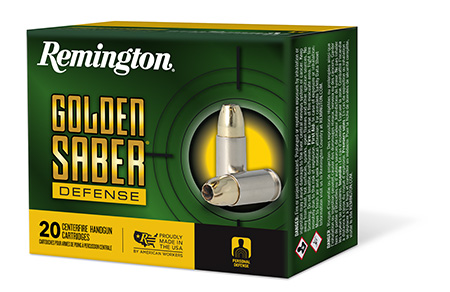 Remington Ammunition 27600 Golden Saber Defense 357 Mag 125 gr Brass Jacket Hollow Point 20 Per Box/ 25 Case | Elite Firearms