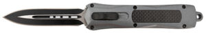 Steel River Knives A163BD Spartan  3.50" OTF Dagger Plain Black/Silver 440C SS Blade/ Gray w/Carbon Fiber Inlay Aluminum Zinc Alloy Handle | Elite Firearms