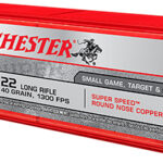 Winchester Ammo X22LRSS1 Super X 22 LR 40 gr Super Speed Round Nose Copper Plated 100 Per Box/ 20 Case