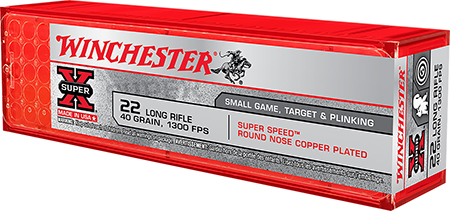 Winchester Ammo X22LRSS1 Super X 22 LR 40 gr Super Speed Round Nose Copper Plated 100 Per Box/ 20 Case