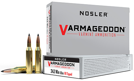 Nosler 65165 Varmageddon 243 Win 55 gr Flat Base Tipped 20 Per Box/ 10 Cs | Elite Firearms