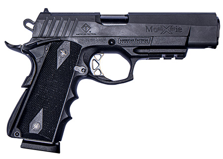 ATI GFXH45M FXH-45 Moxie 45 ACP 8+1 5" Black Match Grade SS Barrel, Black Parkerized Serrated Slide, Black Polymer Frame w/Beavertail & Picatinny Rail, Black Finger Groove Grip | Elite Firearms