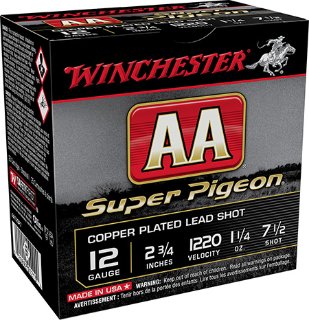Winchester Ammo AA12SP7 AA Super Pigeon 12 Gauge 2.75" 1 1/4 oz 7.5 Shot 25 Per Box/ 10 Case | Elite Firearms